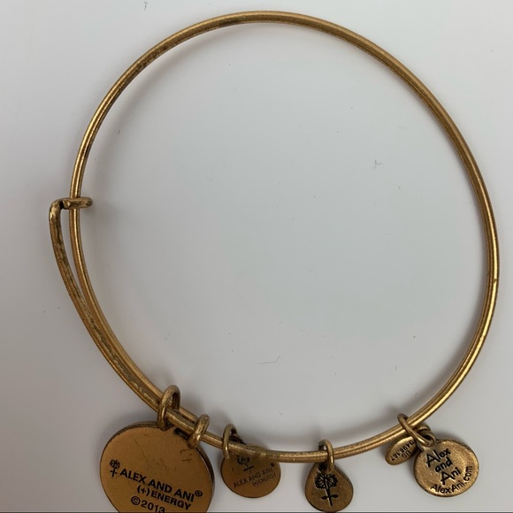 Alex and Ani Bangle Bar "Path of Life" Rafaelian Gold-Tone Expandable Bracelet - Picture 5 of 11